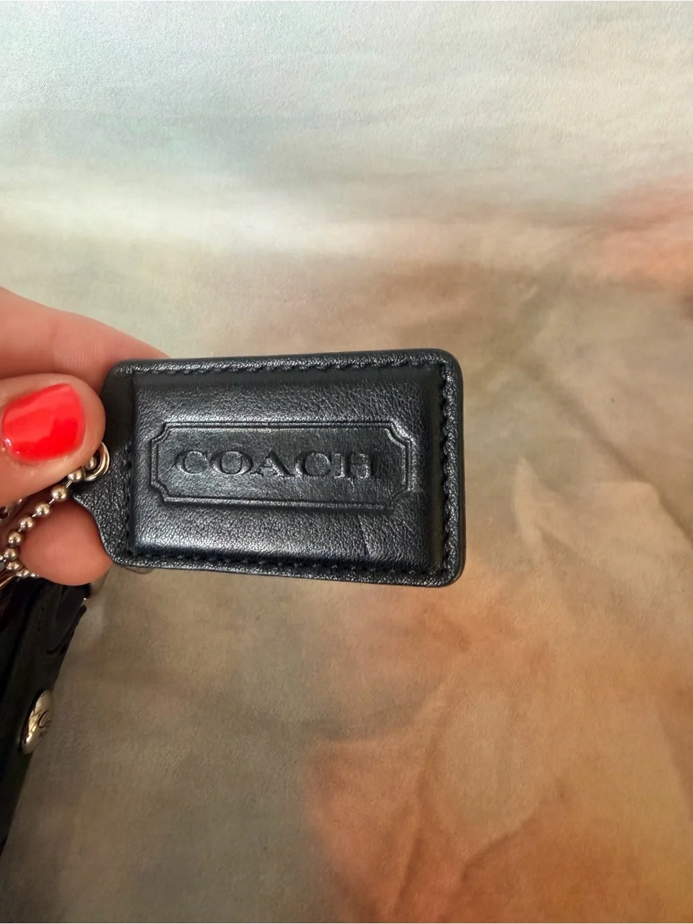 Coach Black Leather Shoulder Bag with Silver Turn-Lock